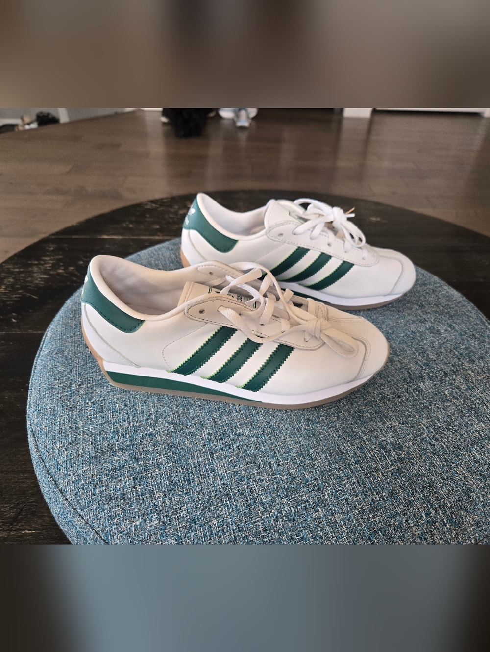 Mens Adidas Country II Collegiate Green/ Cloud White Casual Leather Sneaker